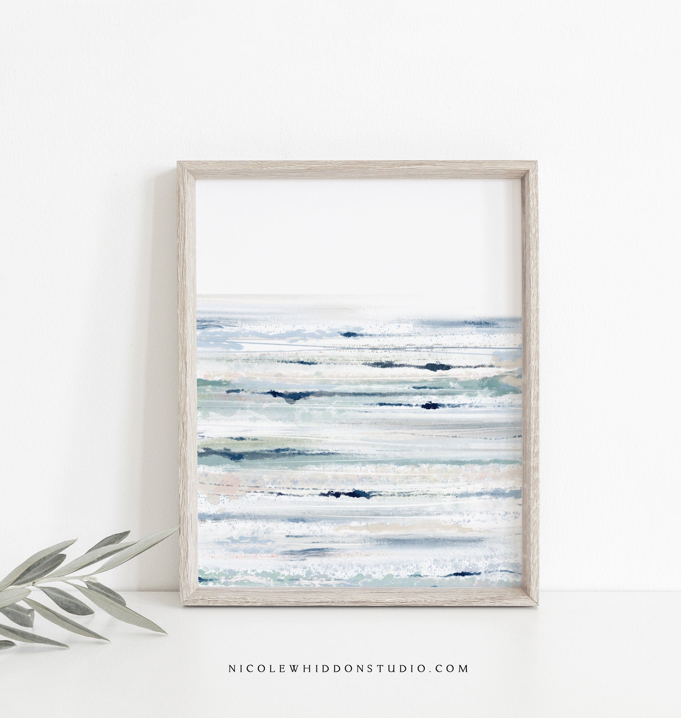 Abstract Coastal Art Print Blue Green Printable Wall Decor Etsy