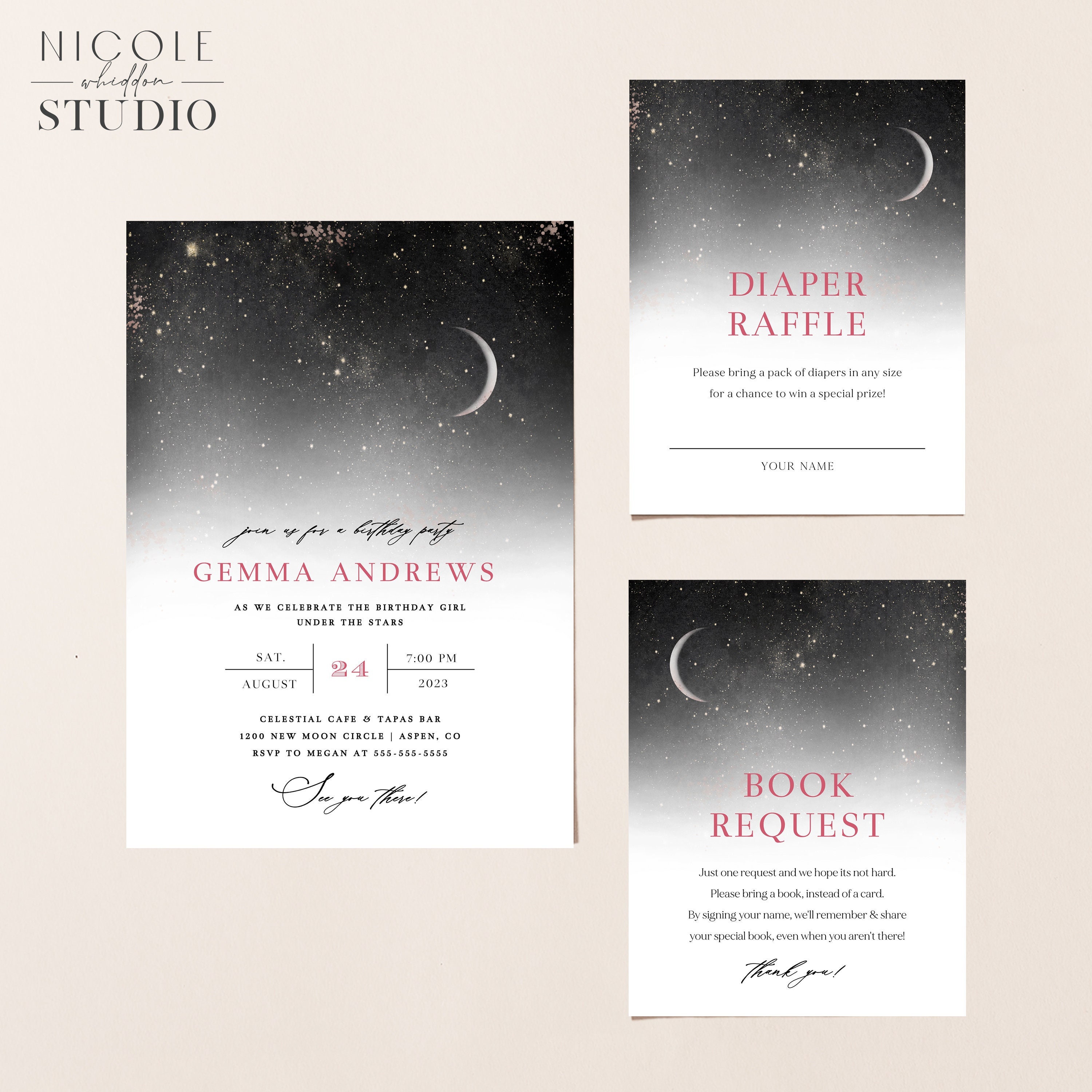 Celestial Baby Shower Invitation Editable Template Moon Etsy