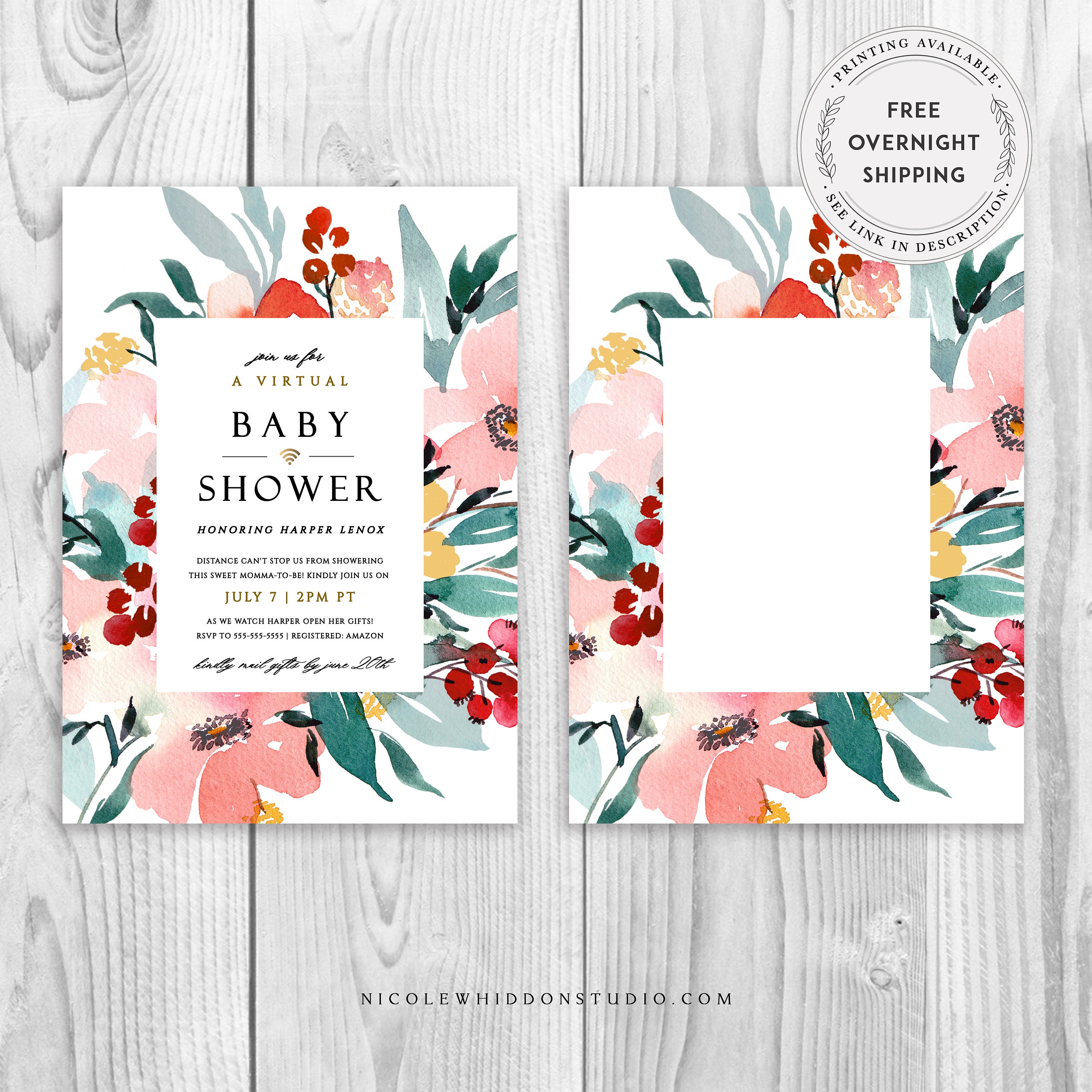 Virtual Baby Shower Invitation Template Instant Download Etsy