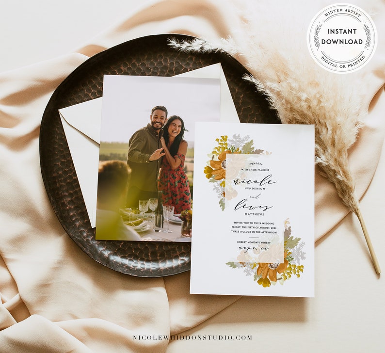Dusty Orange Wedding Invitation Suite Fall Wedding Invitation Etsy