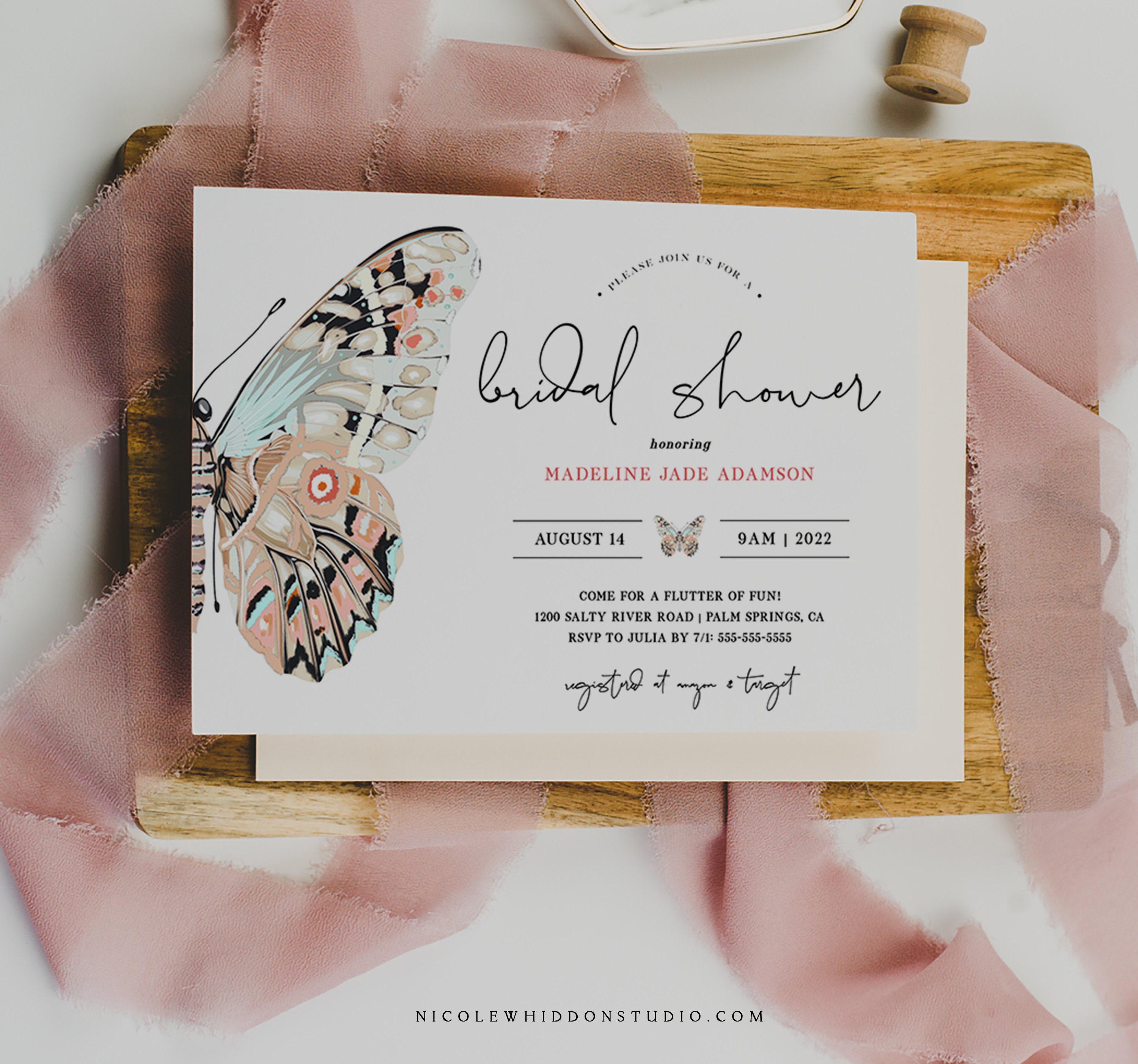 Butterfly Bridal Shower Invitation Printable Bridal Shower Etsy