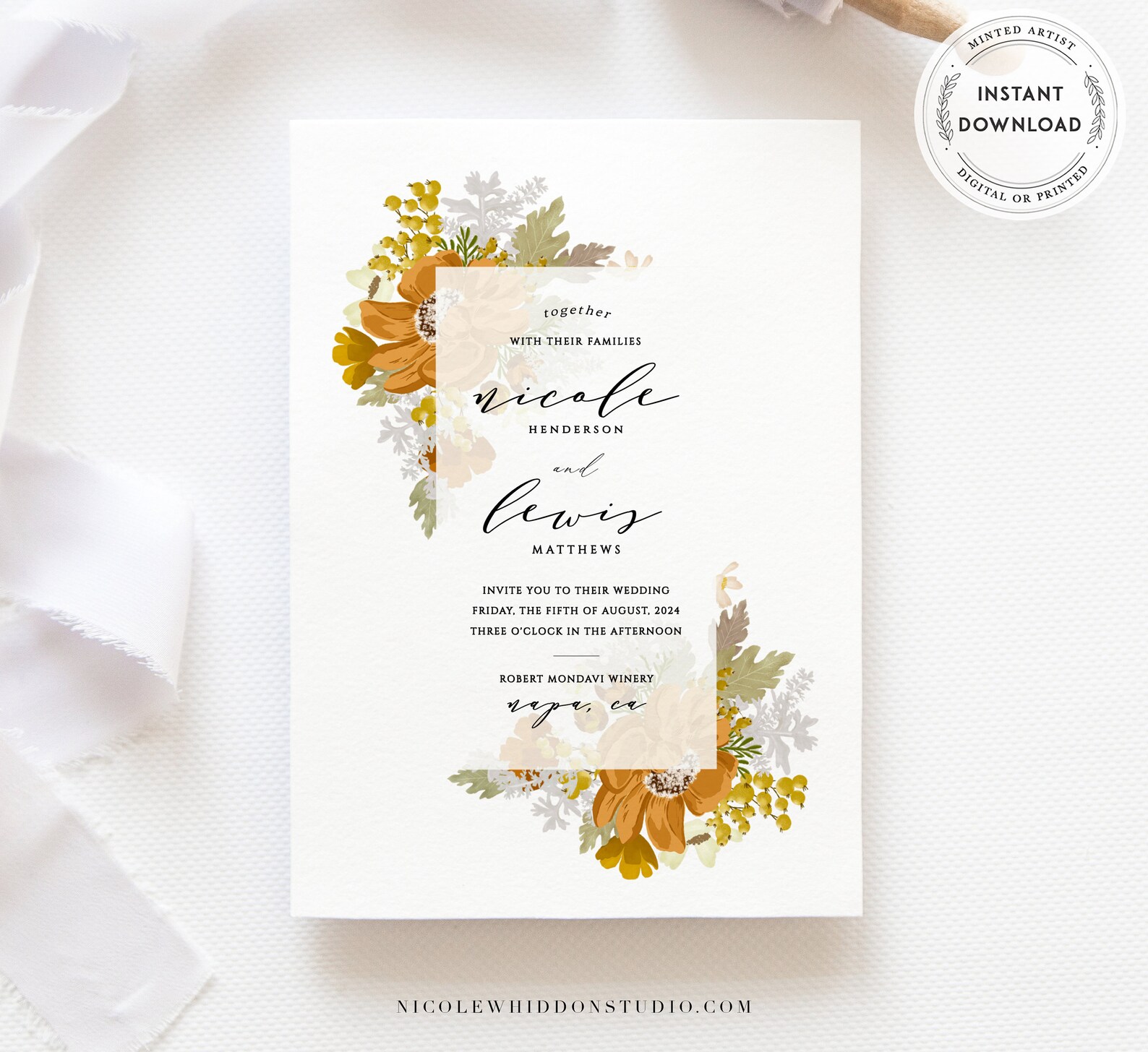 Dusty Orange Wedding Invitation Suite Fall Wedding Invitation Etsy