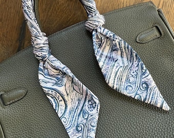 Plum Purple and Lilac Paisley Handbag Skinny Scarf / Handle Wrap / Skinny Hair Scarf