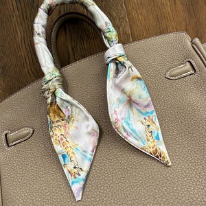 Pink Parisian Street Scenes with Flowers, French Architecture, Cafés, Ferris Wheels Handbag Skinny Scarf / Handle Wrap / Skinny Hair Scarf