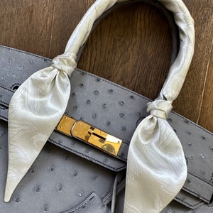 Cream and White Lacy French Provincial Floral Handbag Skinny Scarf / Handle Wrap / Skinny Hair Scarf