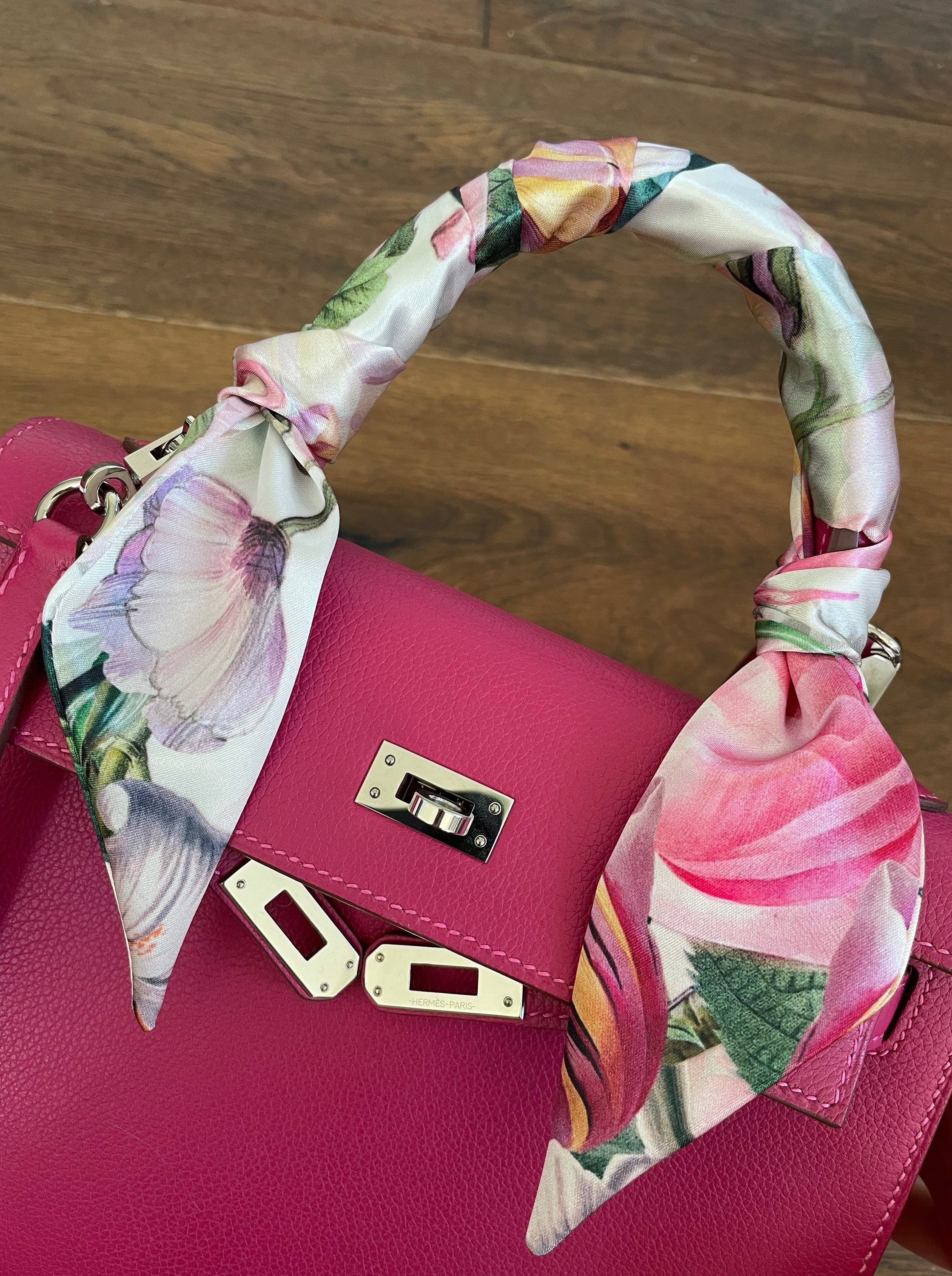 ROZKVIKA Handbag Scarf Purse Scarf Fashion Handle Wrap Ribbon Scarf Purse Handle Cover Wraps Head Band Silk Scarf for Bags