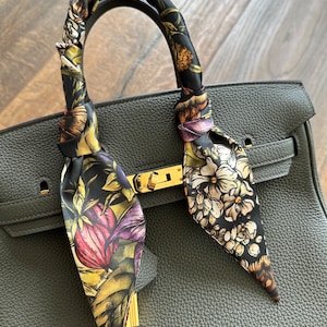 Poisonous Plants and Witchcraft Floral Wicca Goth Handbag Skinny Scarf / Handle Wrap / Skinny Hair Scarf / Designer Luxury Accessory