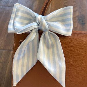 Light Baby Blue and White Thin Stripe Handbag Skinny Scarf / Handle Wrap / Skinny Hair Scarf