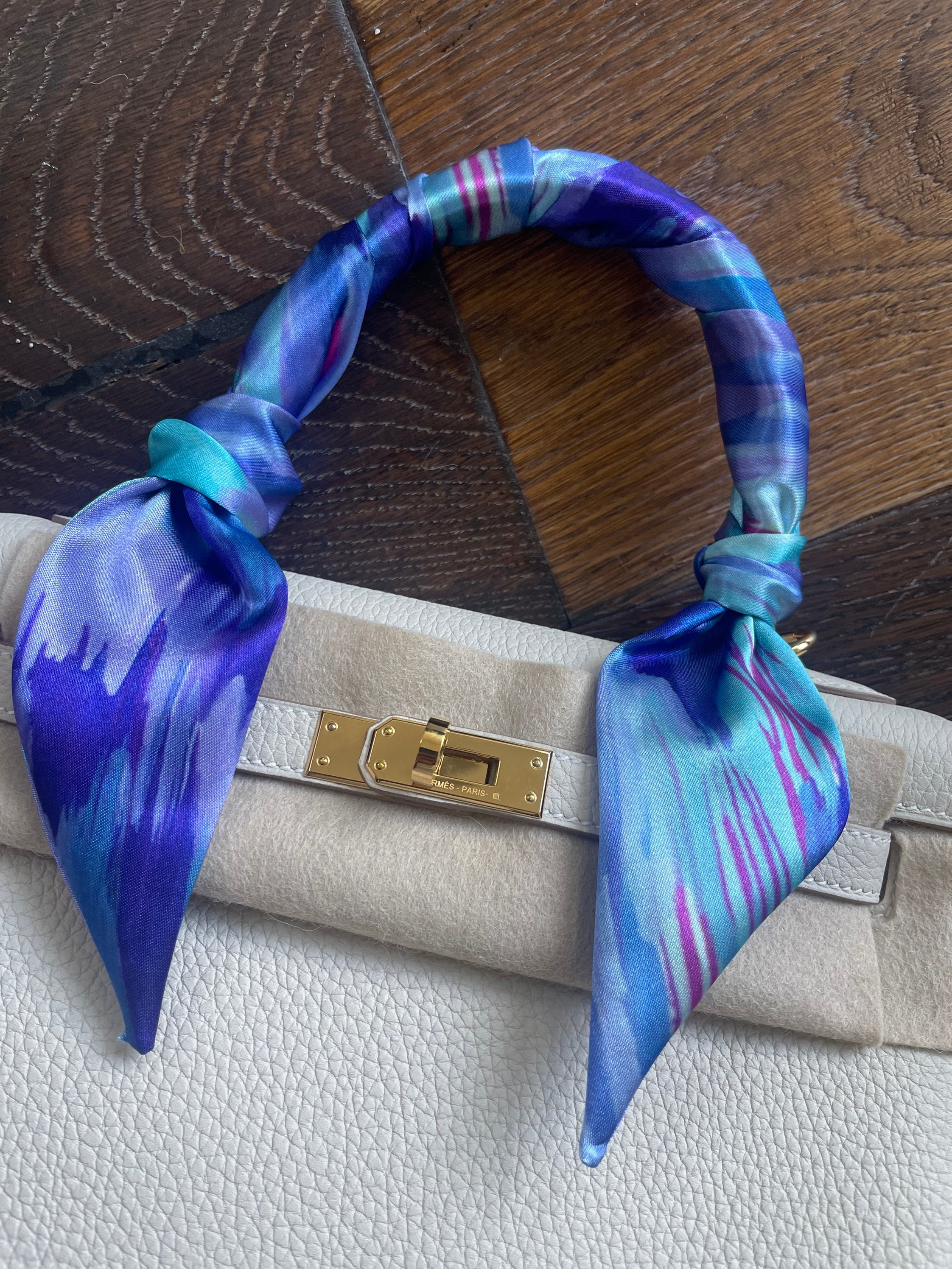 Silk Twilly Scarf, Twill Handbag Handle Wrap Purse Neck Hair Ribbon Scaf  Elegant