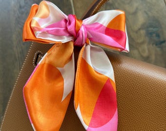 Pink Tissue Hearts Skinny Scarf: Handbag Handle Wrap, Hair Accessory