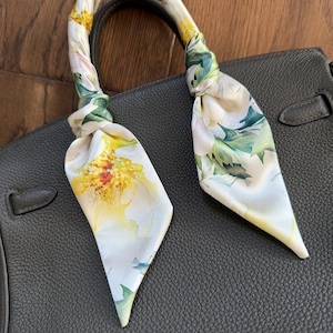 Blanc aquarelle pivoine floral sac à main écharpe fine/enveloppe de poignée/écharpe cheveux fins/accessoire de luxe de créateur