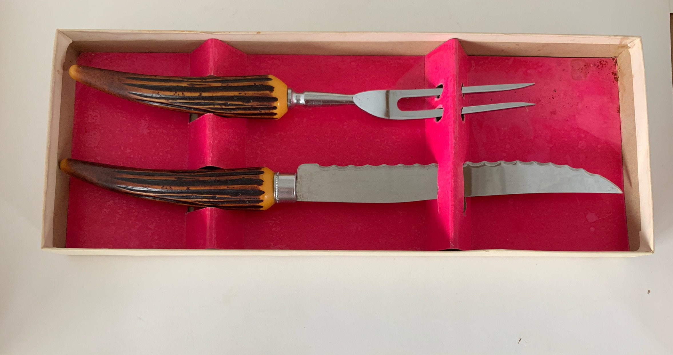 Vintage Regent Sheffield Wavecrest Knife and Fork Set, Bone Style Horn