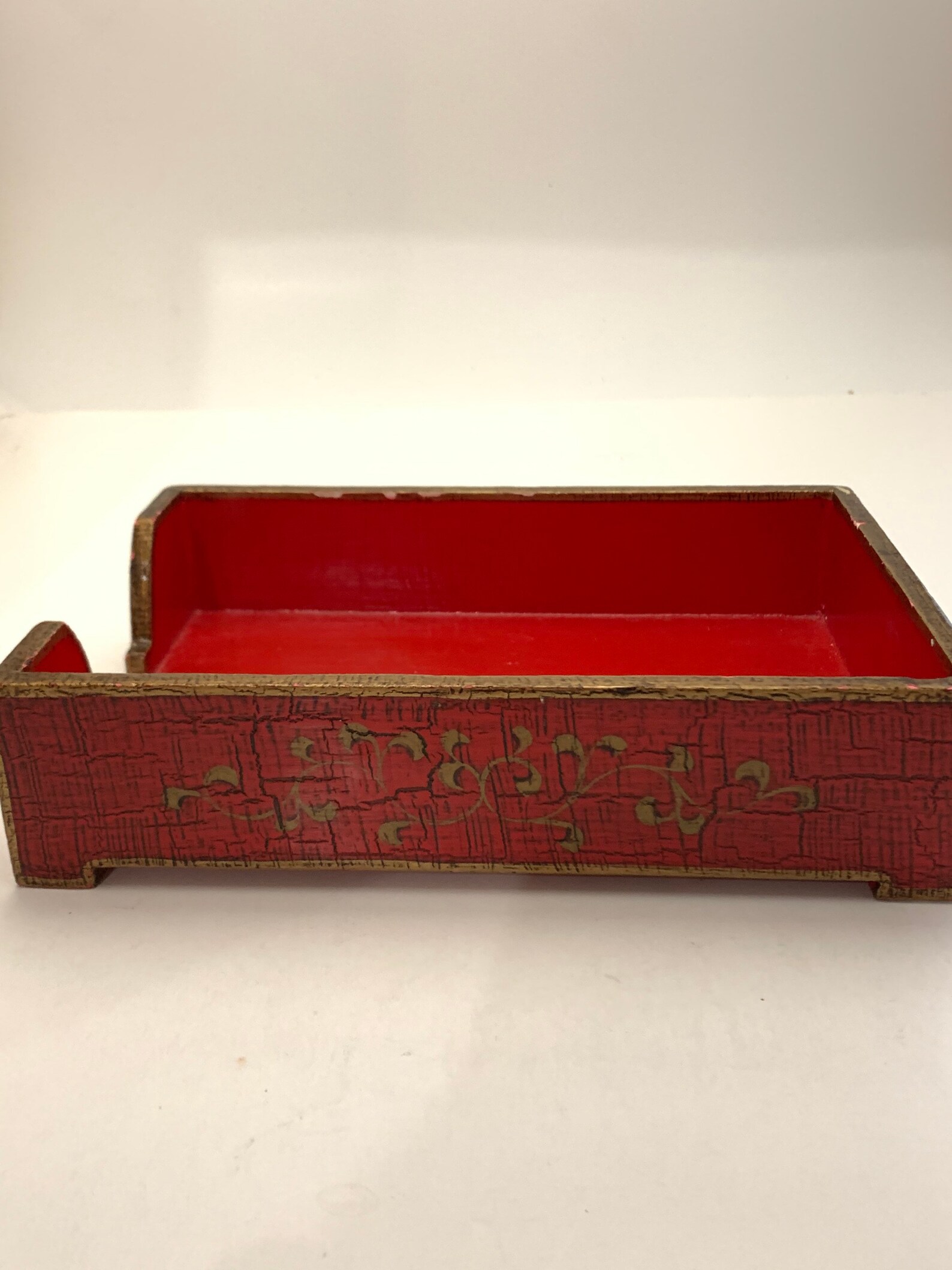 Vintage Red Wooden Mail Sorter and Office Tray Ornate Red and Etsy
