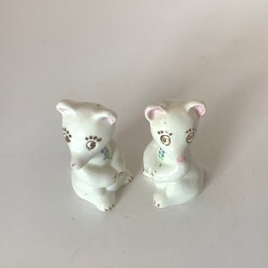 Vintage Anthropomorphic Salt and Pepper Made in Japan,Mid Century Ceramic Bear Figures,Green, Pink and Blue Pair of Teddy Bears, Bear Lover,