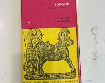 1969 Vintage Turkey Highway Map, Turkish Travel Souvenir