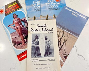 South Padre Island Variety Ephemera Pack, Vintage Souvenir Brochures, Travel Decor, Retro Maps