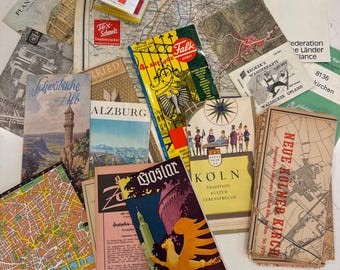 Variety Grouping of Vintage Antique Maps, Ephemera, Retro Artwork, Adventure Crafting, Wall Decor Wedding, Natural Patina, European Focus