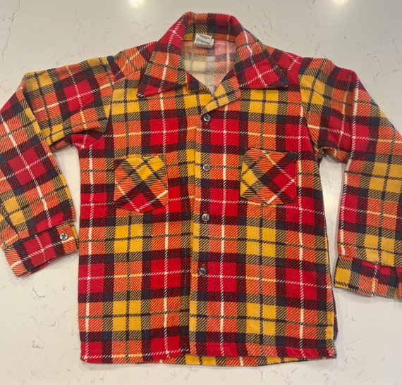 Vintage Boys Plaid Flannel Shirt, Sears Brand, 1970's Boys Vintage Boys Plaid Flannel Shirt, Sears Brand, 1970's Boys