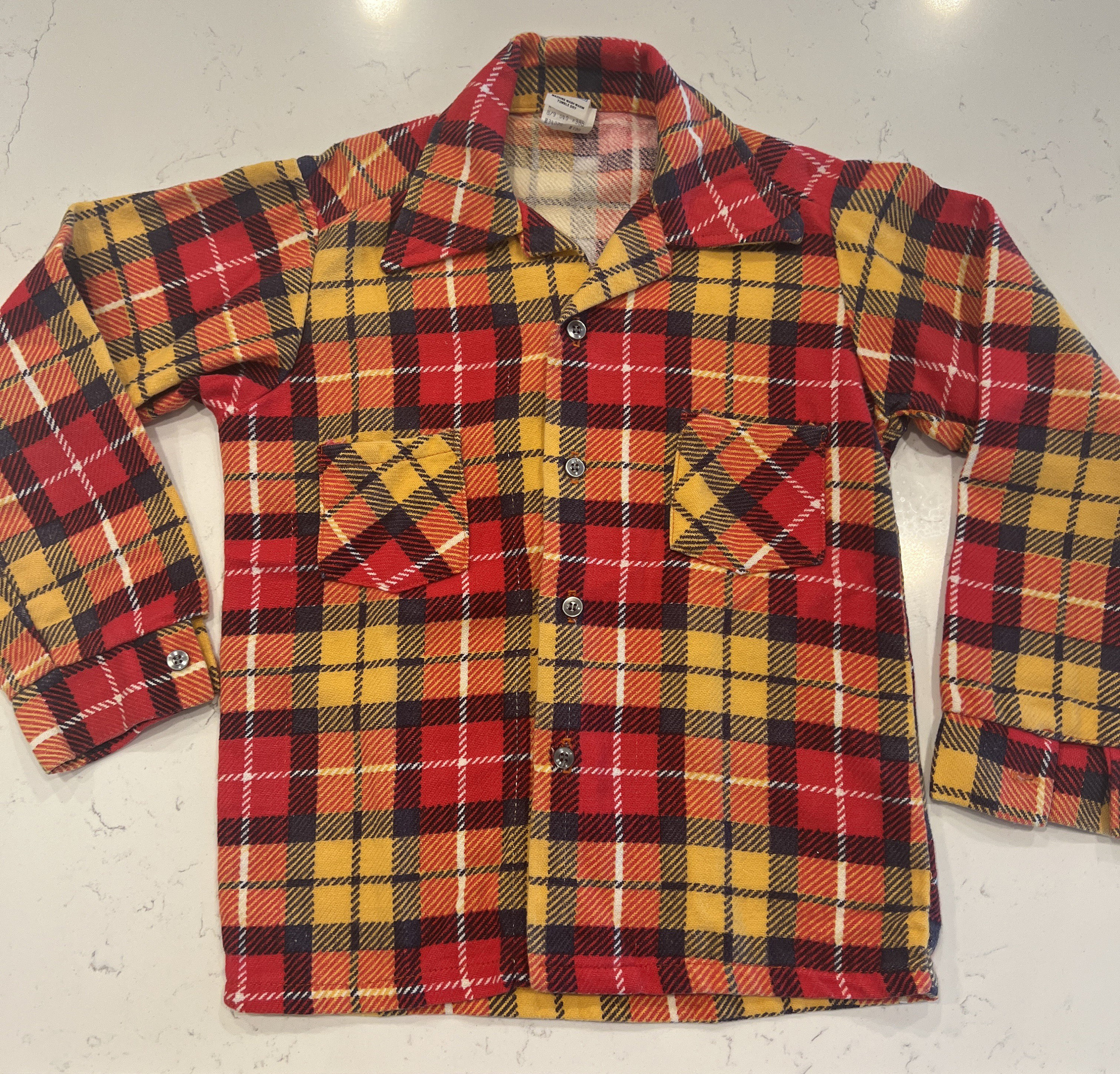 Vintage Boys Plaid Flannel Shirt, Sears Brand, 1970's Boys Vintage Boys Plaid Flannel Shirt, Sears Brand, 1970's Boys