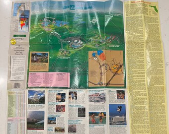 Vintage Disney World Souvenir Map, 1987 Florida Travel Pamphlet
