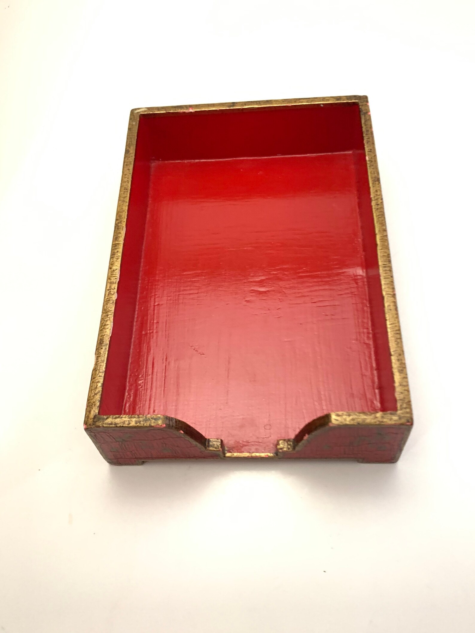 Vintage Red Wooden Mail Sorter and Office Tray Ornate Red and Etsy