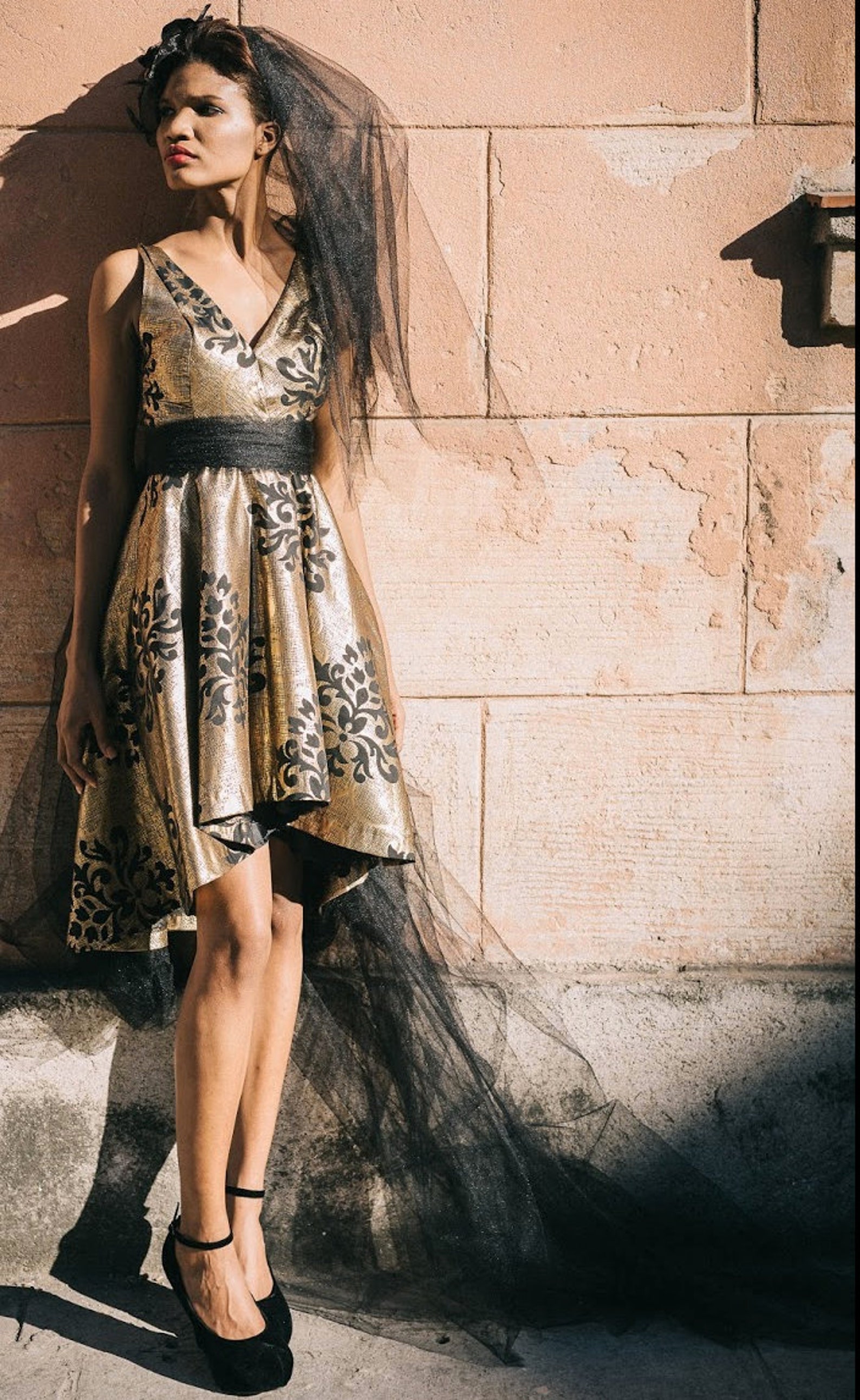 Black and Gold Cocktail Dress Etsy