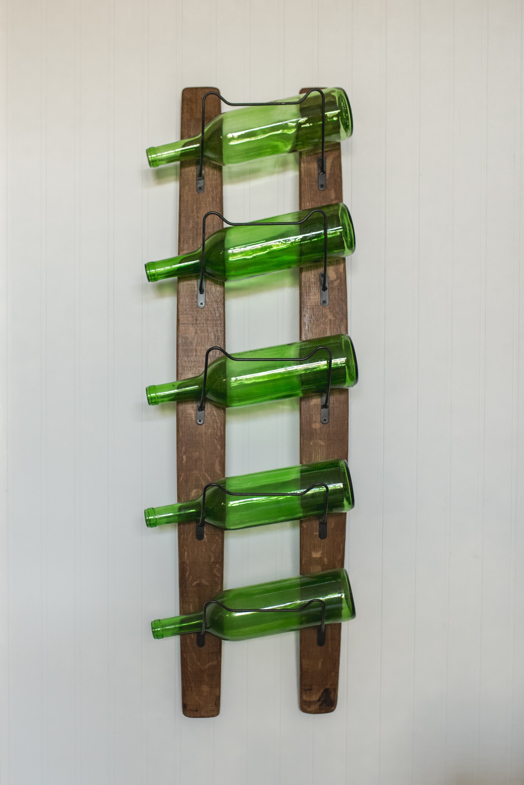 Wall Mounted Wine Barrel Stave Wine Rack for 5 Bottles Wine Etsy