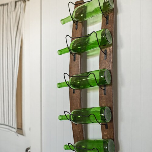 Wall Mounted Wine Barrel Stave Wine Rack for 5 Bottles Wine Etsy