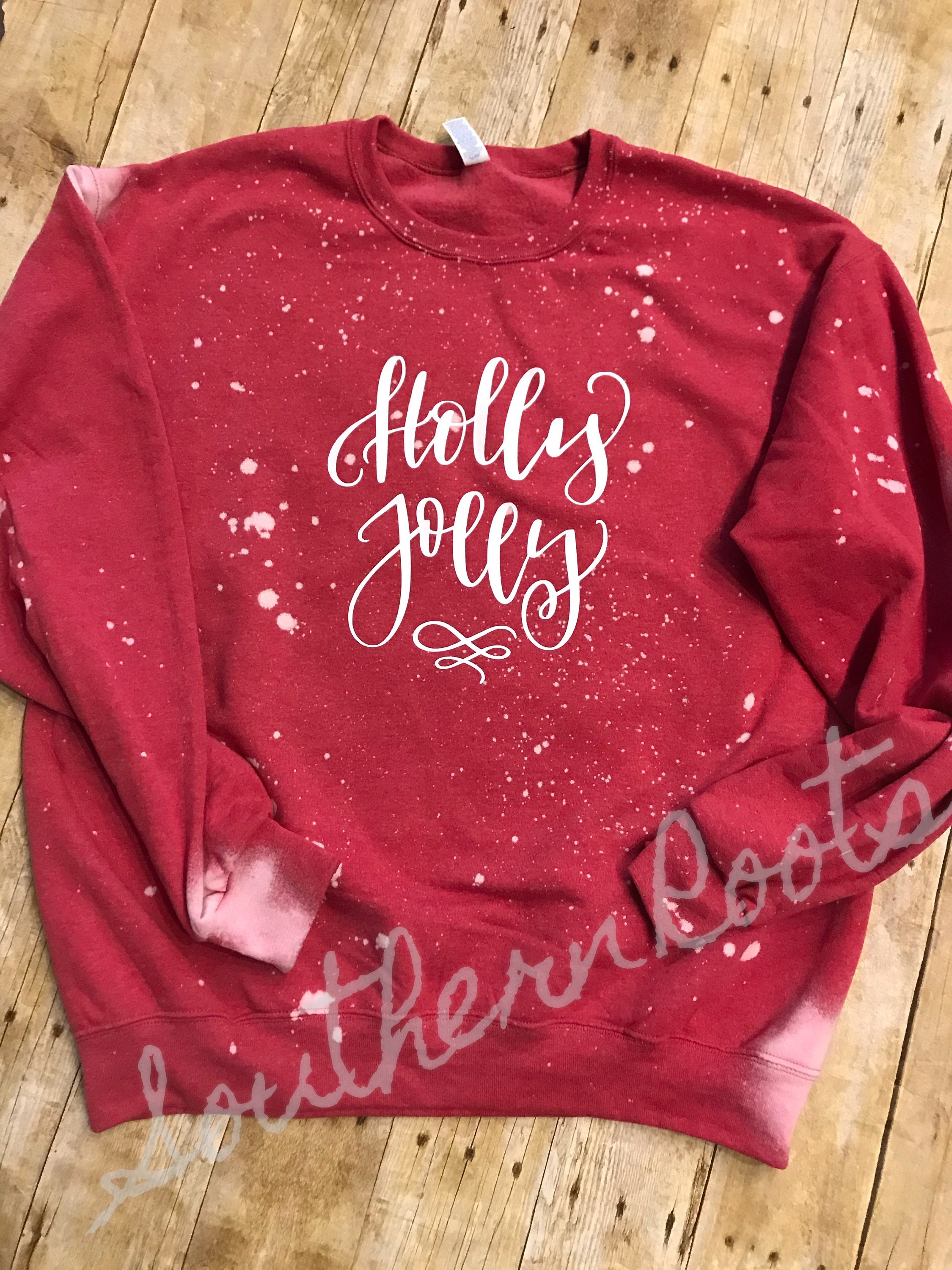 Holly Jolly Distressed Sweatshirt Etsy