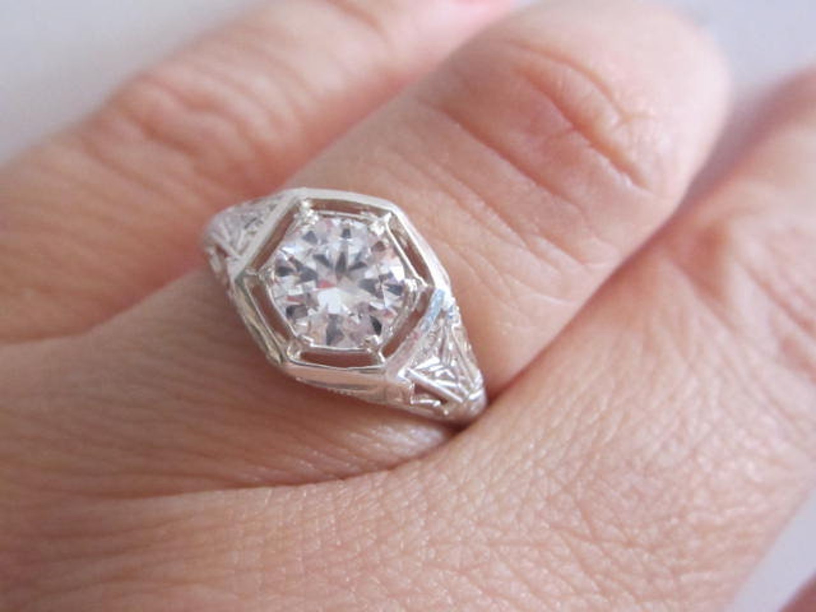Art Nouveau Engagement Ring Antique Style Engagement Rings Etsy