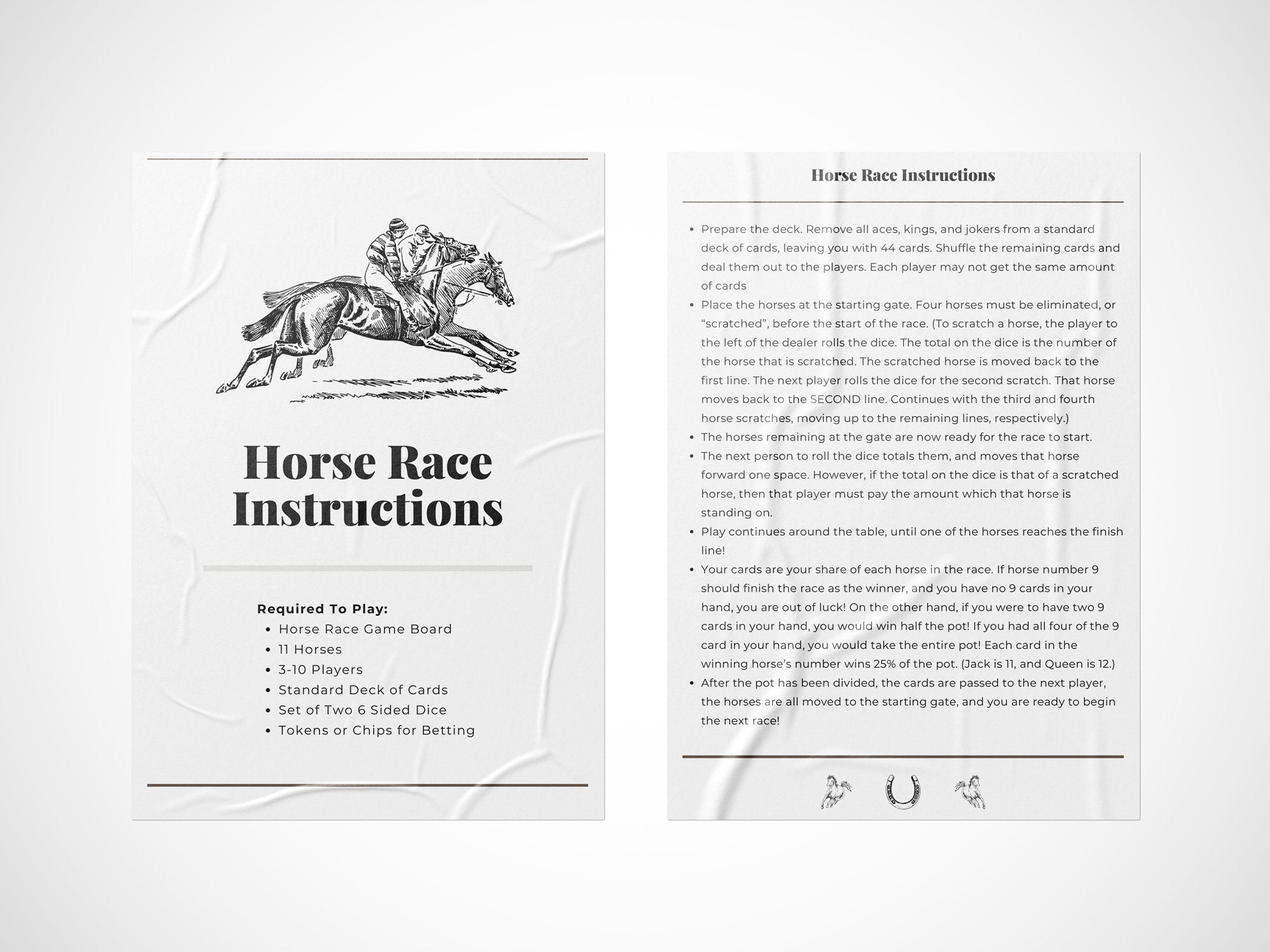 Vintage Wooden Horse Racing Board Game Rules 8.5x11" (digital Download ...