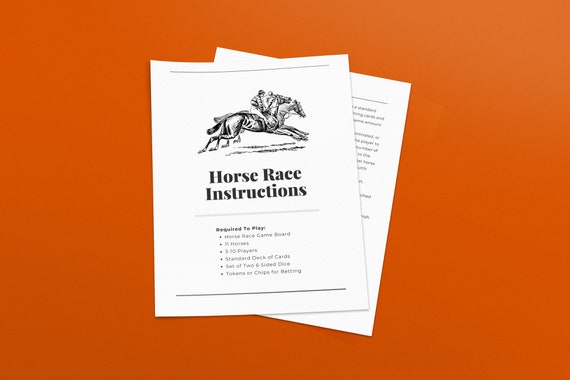 Vintage Wooden Horse Racing Board Game Rules 8.5x11