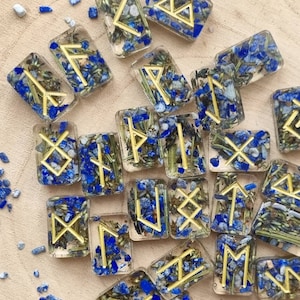 Witch Runes, Lavender and Lapis Lazuli Duo