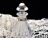 Lenox Pave Jewels Crystal Collections Perfume Bottle Made in Czech Republic Vintage 1999, Perfume Bottle with Rhinestones and Pearl Stopper