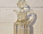 EAPG Crystal Square Vinegar or Oil Cruet with Prism Stopper, Hand Blown into Mold from around 1915 or earlier, Brilliant Glass Cruet