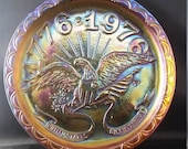 Indiana Carnival Glass Bicentennial Eagle Plate Commemorating USA 39 s 200 Years Old