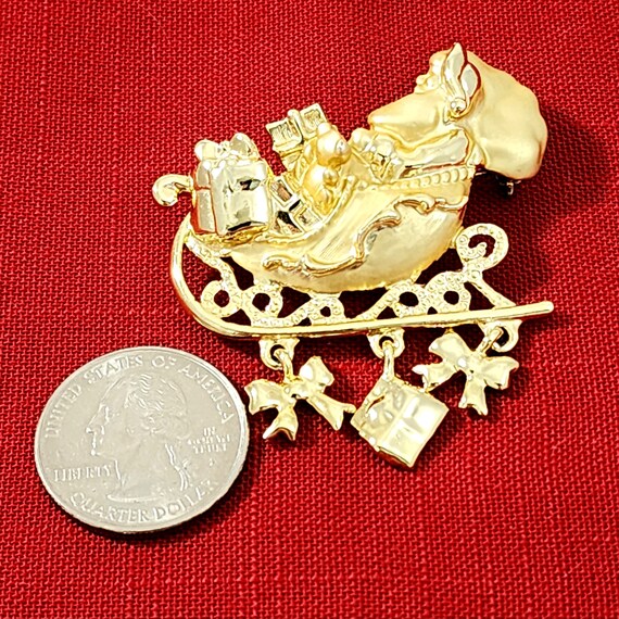 Danecraft Santa Sleigh With Charms Pin Brooch, Go… - image 2