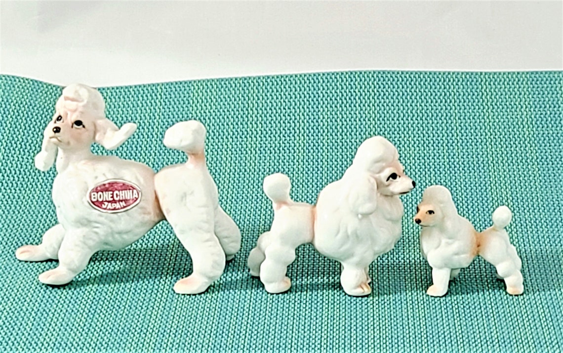Miniature Poodle Dog Family Bone China Figurines Set of 3 Etsy