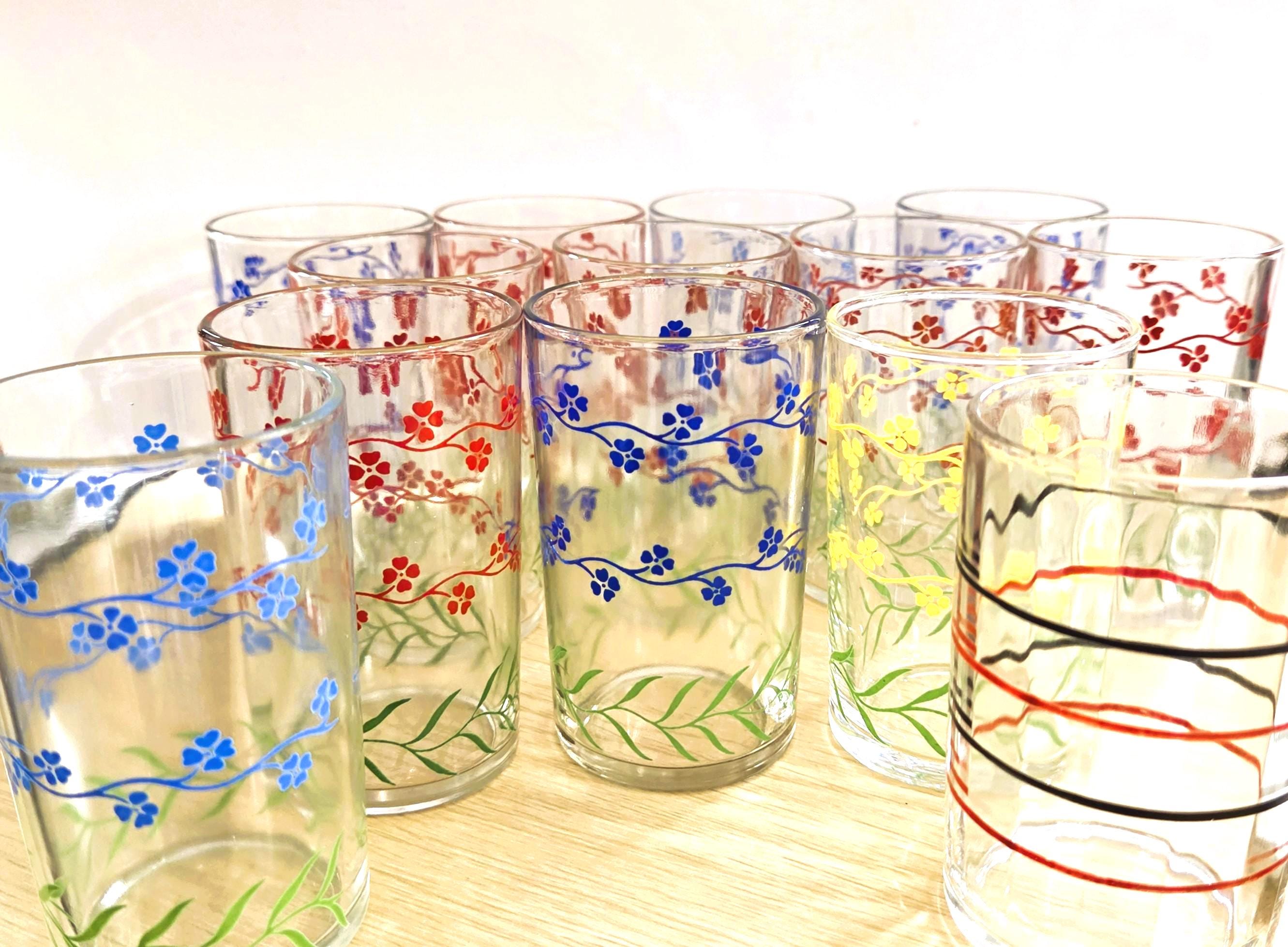 Vintage Striped Juice Glasses - Etsy
