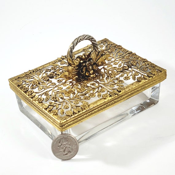 GERMANUS Cigarette Case with Genuine Gold-Design Rose-Floral Engraving