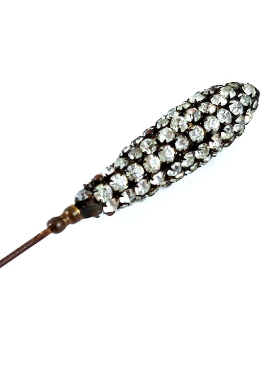 Antique Teardrop Rhinestone Hat Pin - 1910s to 19… - image 5