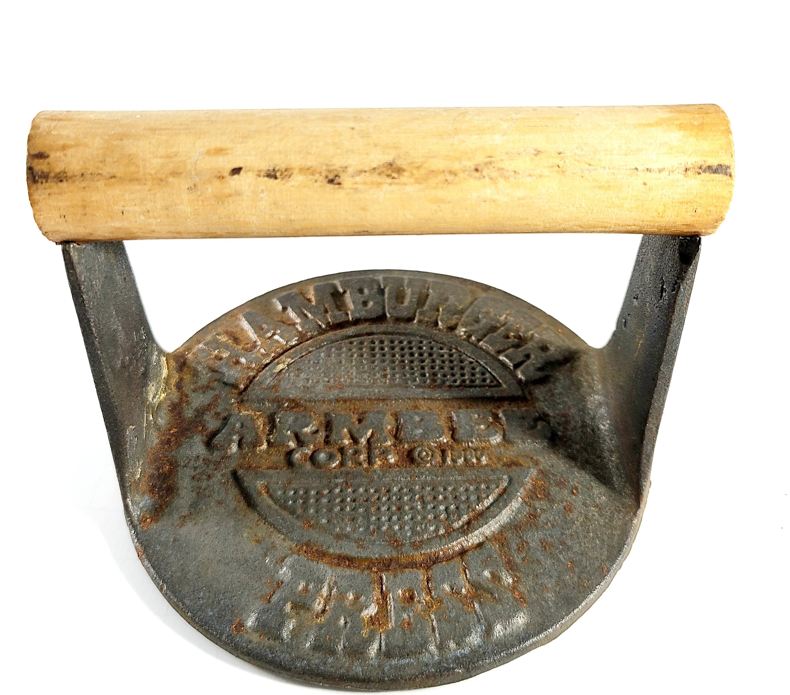 Cast Iron Hamburger Press With Long Horn Steer Armbee Corp Etsy