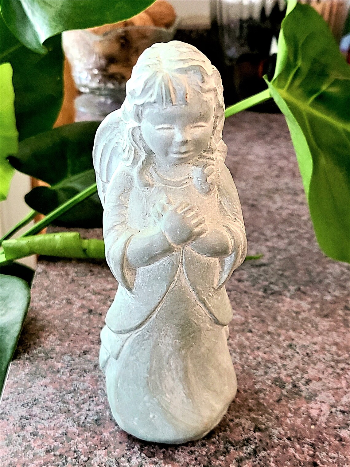 Isabel Bloom Peace Angel Statue Figurine Light Gray Concrete 6 Etsy