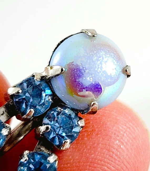 Light Blue Rhinestone Dangle Earrings With Shimme… - image 4