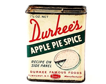 Durkees Apple Pie Spice With Recipe & Slide Lid 2 Ounce, Glidden Quality Foods Vintage 40s to 60s