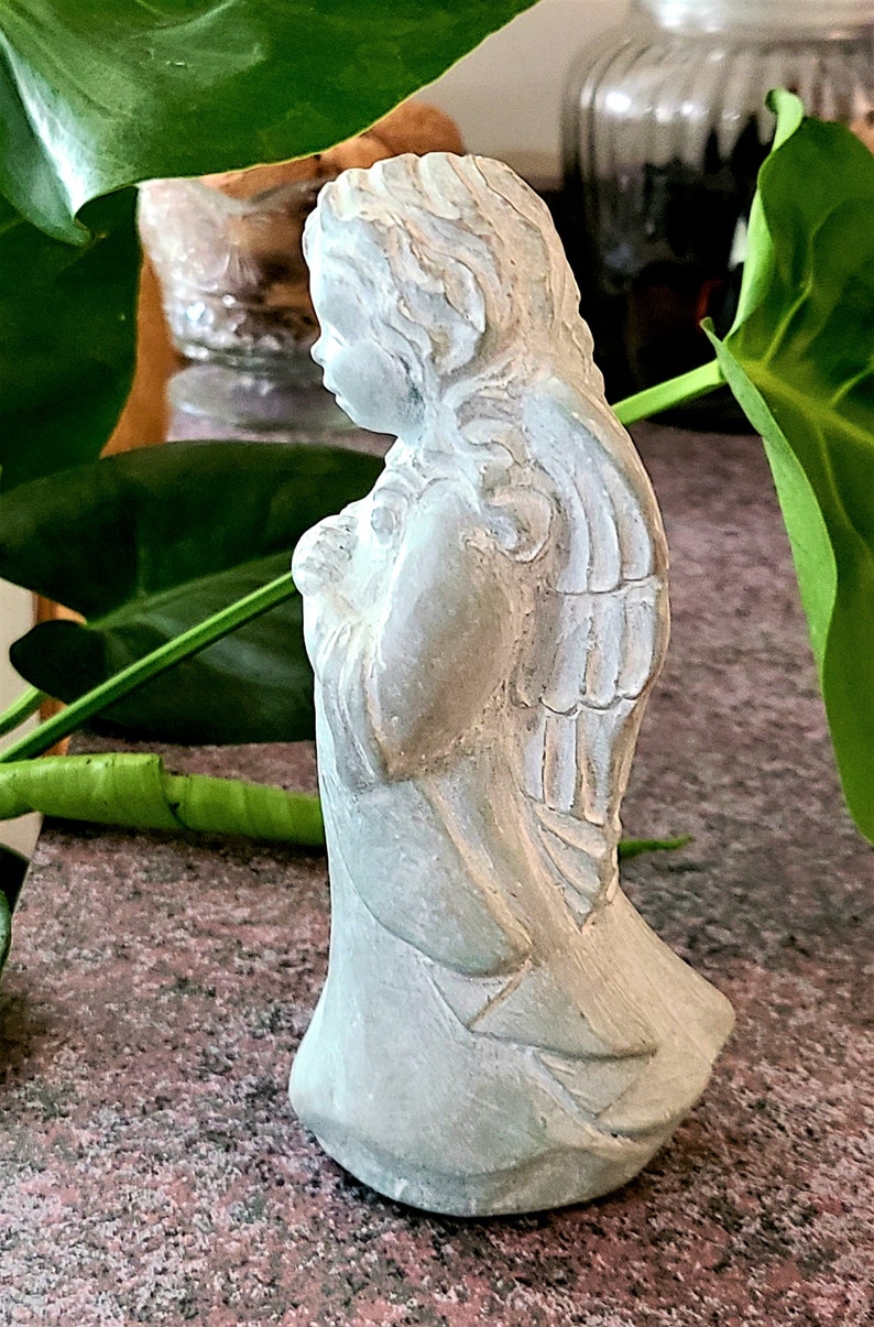 Isabel Bloom Peace Angel Statue Figurine Light Gray Concrete 6 Etsy