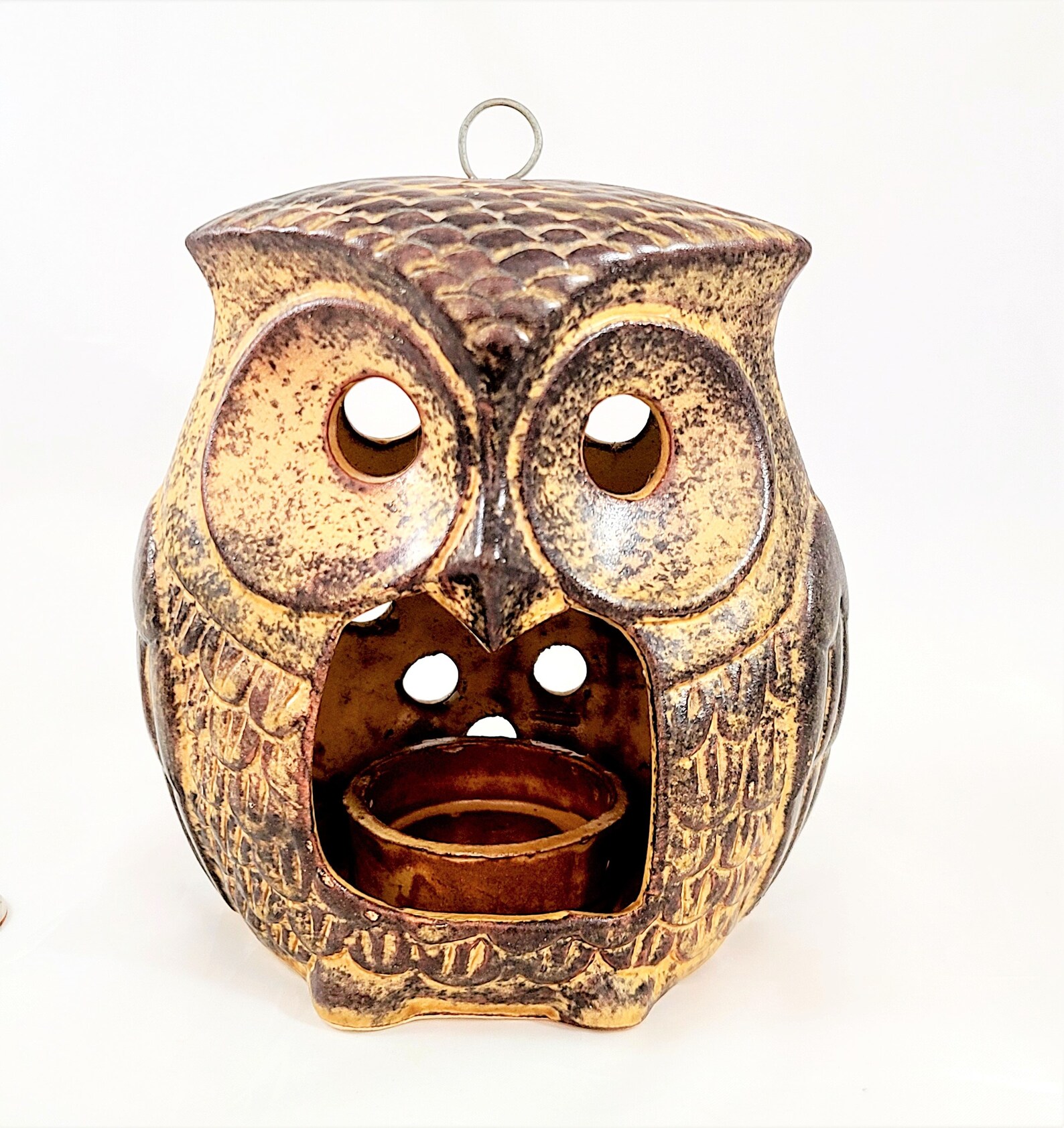 Pottery Owl Candle Holder Hanging Figurine Vintage 70's Etsy 日本