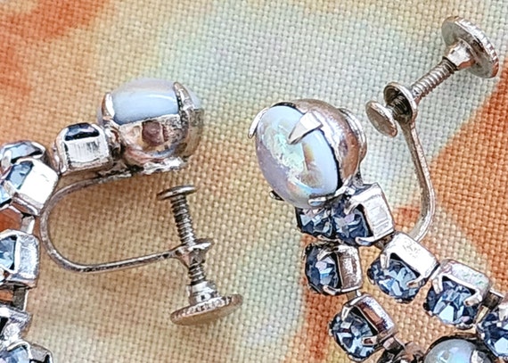 Light Blue Rhinestone Dangle Earrings With Shimme… - image 5
