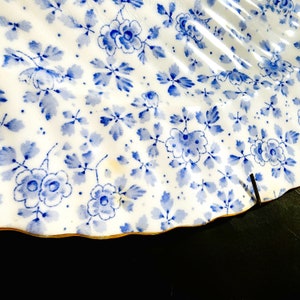 Blue White Chintz Platter Molded Features & Plate Holder Royal Doulton England Antique 1910 To 1920s image 6