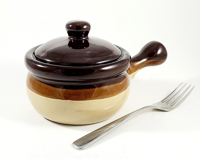 Vintage Brown Soup Bowl With Lid and Handle Stoneware French Etsy